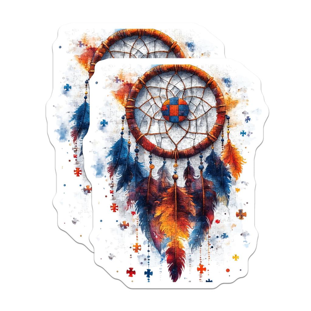 (2 Pack) Dream Catcher Magnets - Vibrant Watercolor Puzzle Art - Boho Spiritual Design - Artistic Kitchen Decor and Lockers - 5 Inches On Longest Side - Thick Durable Magnet - Made in USA - MAG24887