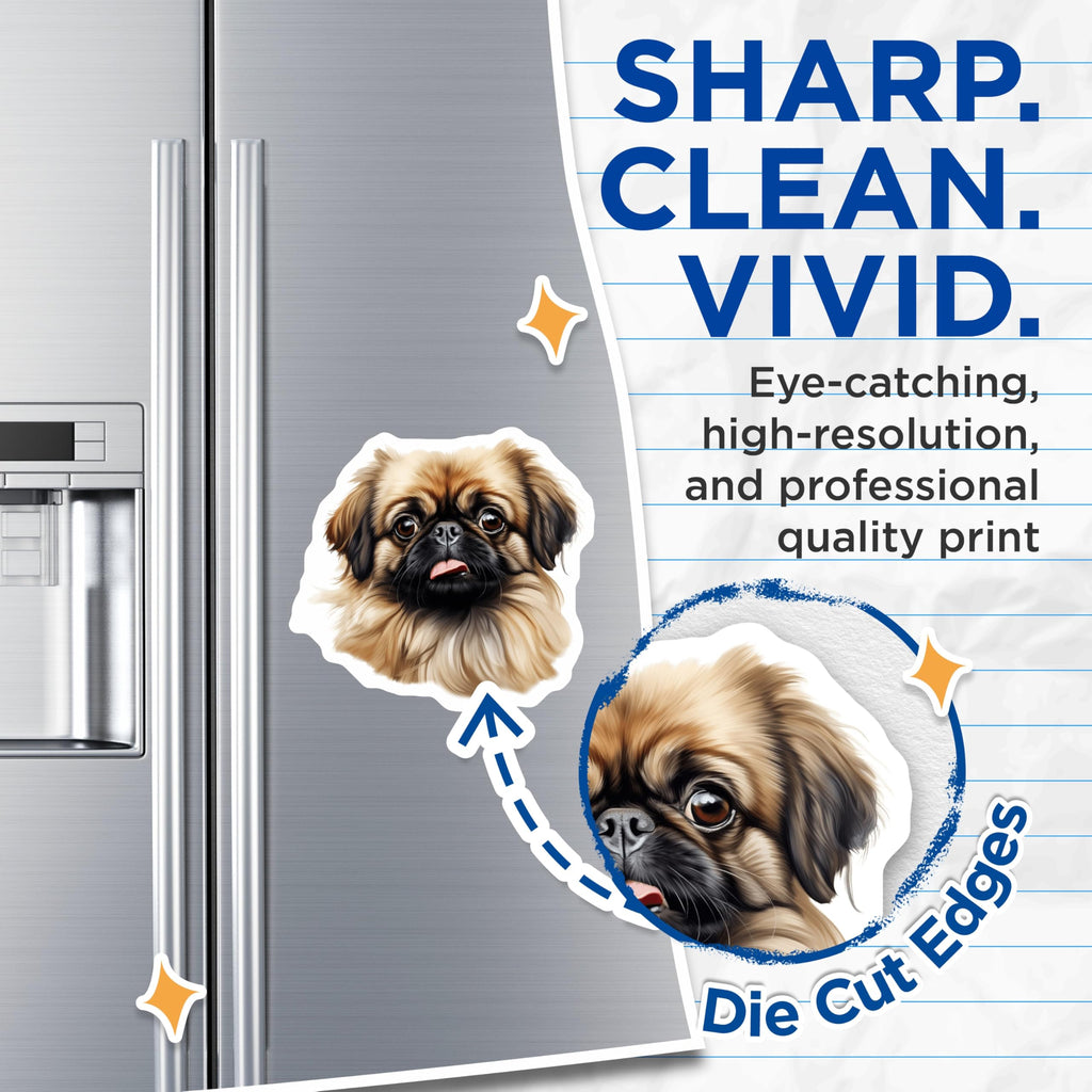 (2 Pack) Pekingese Dog Magnets - Cute Pet Art - Dog Owner Decor - 5 Inches On Longest Side - Thick Durable Magnet - Made in USA - MAG27077