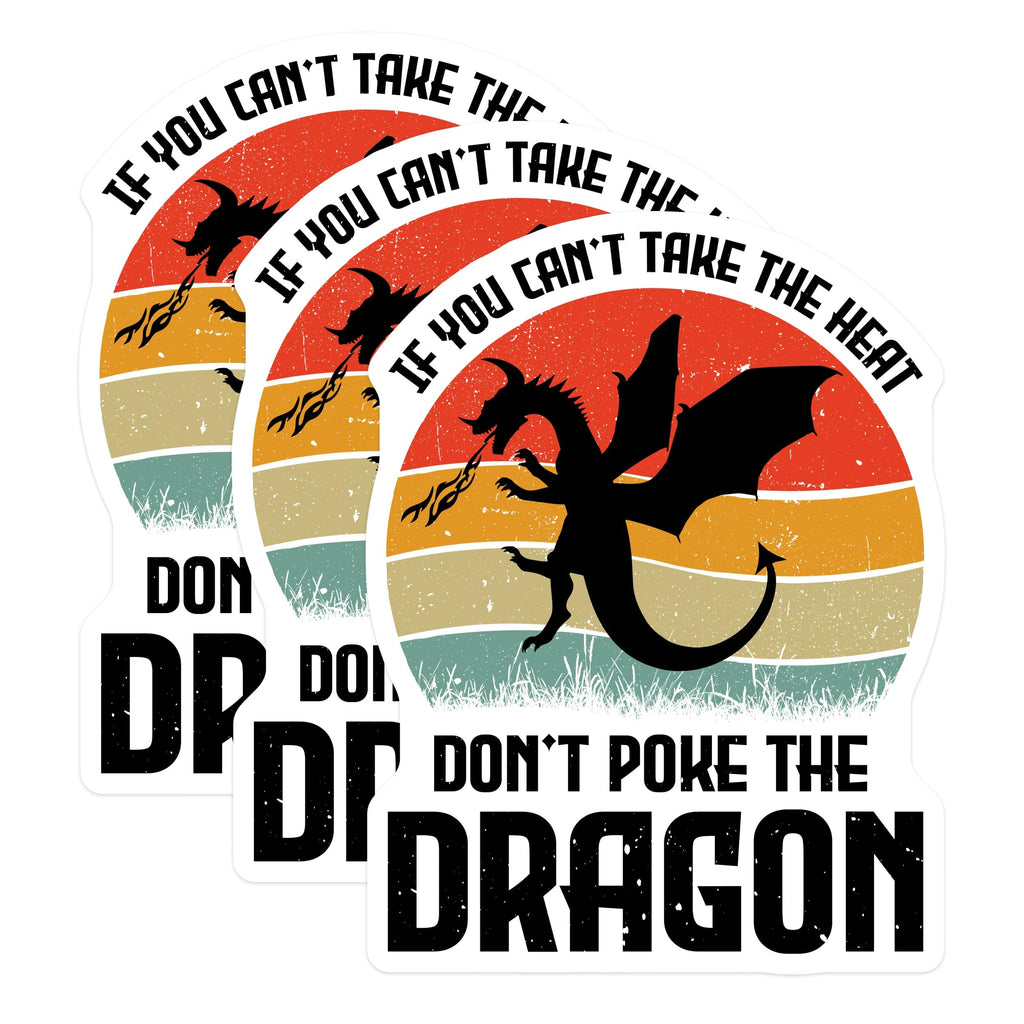 (3 Pack) Dragon Quote Decals - Laptop Decals - Retro Dragon Art - 3 Inches On Longest Side - Easy Peel & Apply - Made in USA - 3MCS4927