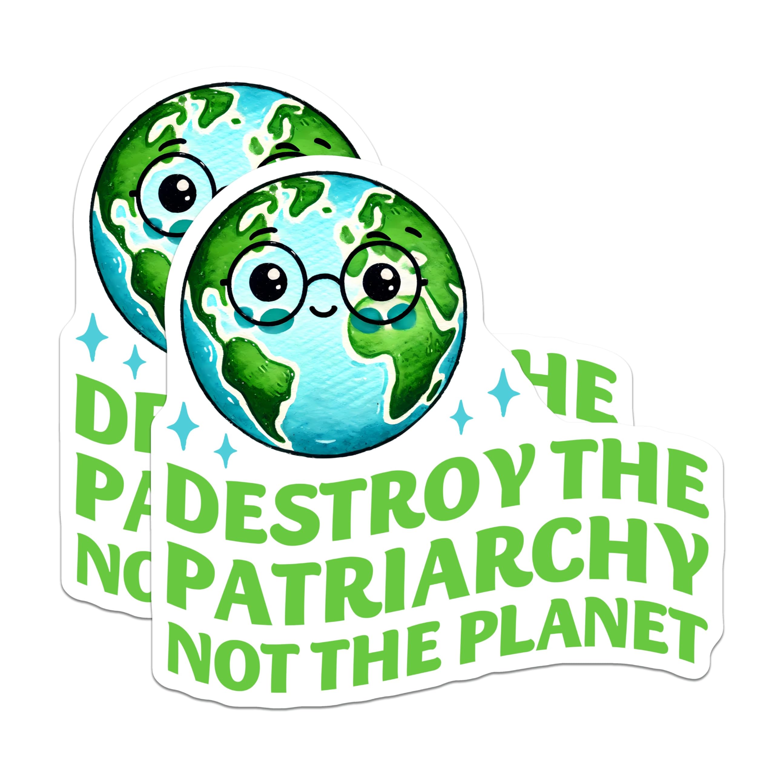 (2 Pack) Global Earth Stickers - Environmental Awareness - 5" On Longest Side - Sticks to Smooth Flat Surfaces - Made in USA - BMCS8352 - BMCS8352