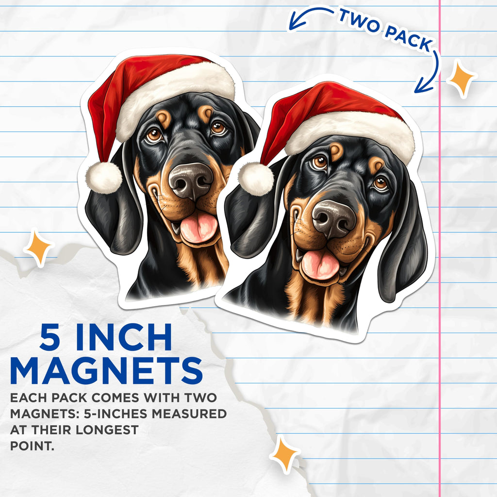 (2 Pack) Santa Hat Dachshund Magnets - Christmas Dog Refrigerator Decor - Holiday Pet Lover Present - 5 Inches On Longest Side - Thick Durable Magnet - Made in USA - MAG26382