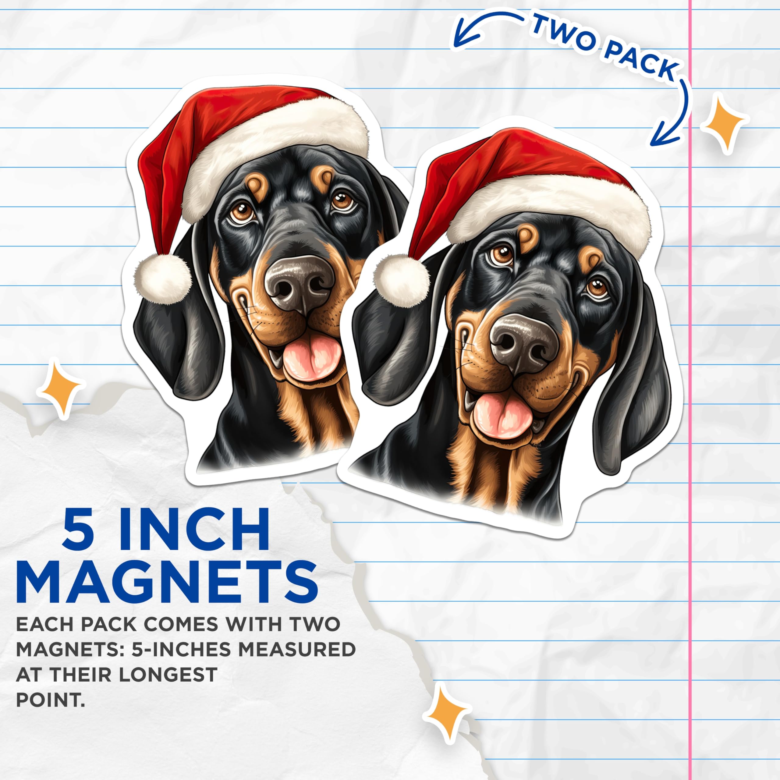 (2 Pack) Santa Hat Dachshund Magnets - Christmas Dog Refrigerator Decor - Holiday Pet Lover Present - 5 Inches On Longest Side - Thick Durable Magnet - Made in USA - MAG26382