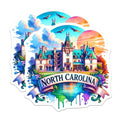 (2 Pack) North Carolina Stickers - Colorful Landmark Art - Adventure Travel Stickers - 5" On Longest Side - Sticks to Smooth Flat Surfaces - Made in USA - BMCS7116