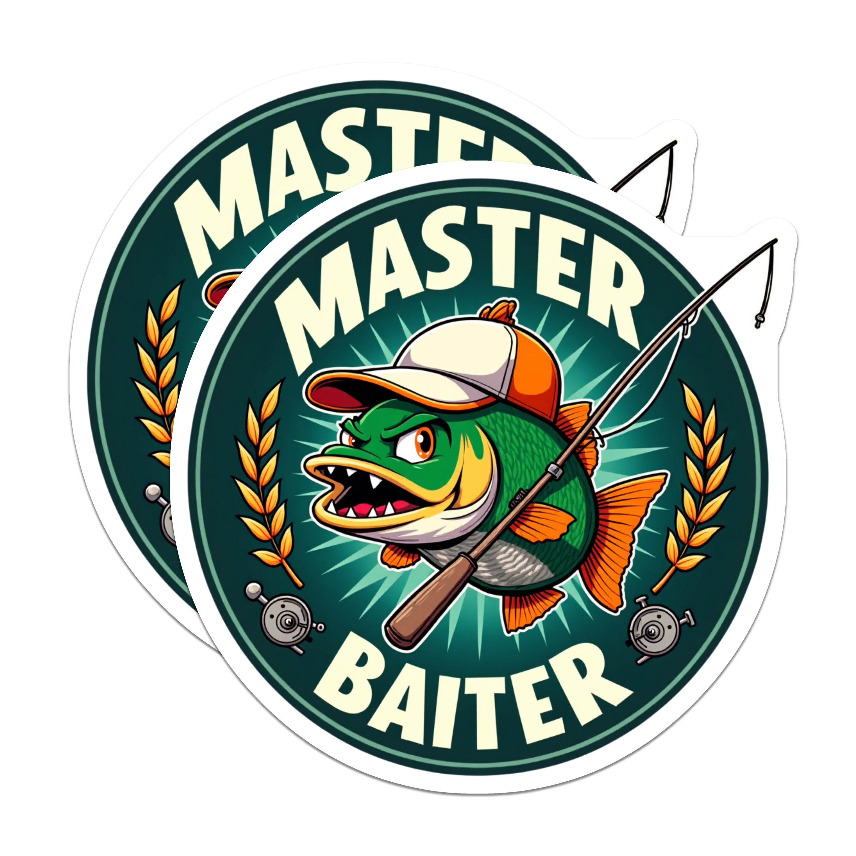 (2 Pack) Master Baiter Magnets - Funny Fishing Humor - Angler Present for Dad Husband Fisherman - 5 Inches On Longest Side - Thick Durable Magnet - Made in USA - MAG38379