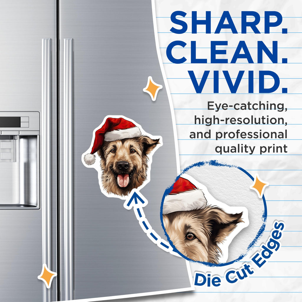 (2 Pack) Christmas Dog Magnets - Santa Hat Pet Decor - Holiday Animal Lover Accessory - 5 Inches On Longest Side - Thick Durable Magnet - Made in USA - MAG27513