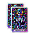 (2 Pack) Hockey Skeleton Magnets - Neon Floral Skull Decor - Tarot Card Style Ice Hockey Player Art - 5 Inches On Longest Side - Thick Durable Magnet - Made in USA - MAG24630