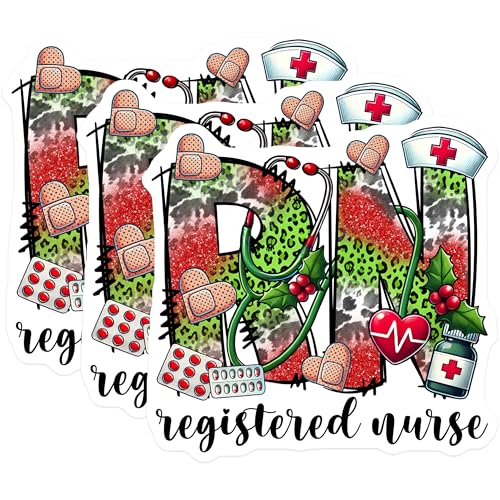 (3 Pack) Registered Nurse Decals - Medical Staff Stickers - RN Laptop Decals - 3 Inches On Longest Side - Easy Peel & Apply - Made in USA - 3MCS6179