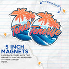 (2 Pack) Tenerife Magnets - Palm Tree Decor - Travel Souvenir Magnets - 5" On Longest Side - Premium Magnet - for Cars, Refrigerators, Toolboxes, Lockers - Made in USA - MAG18217