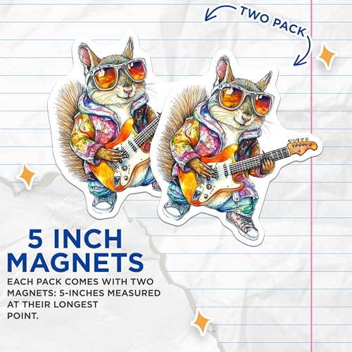 (2 Pack) Fun Animal Art Magnet - Unique Fridge Decor - 5" On Longest Side - Sticks to Smooth Flat Surfaces - Made in USA - MAG9518