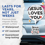 (2 Pack) Jesus Loves You Magnets - Inspirational Magnet - Religious Home Decor - Christian Faith Magnets - 5" On Longest Side - for Cars, Fridges, Toolboxes - Made in USA - MAG5585