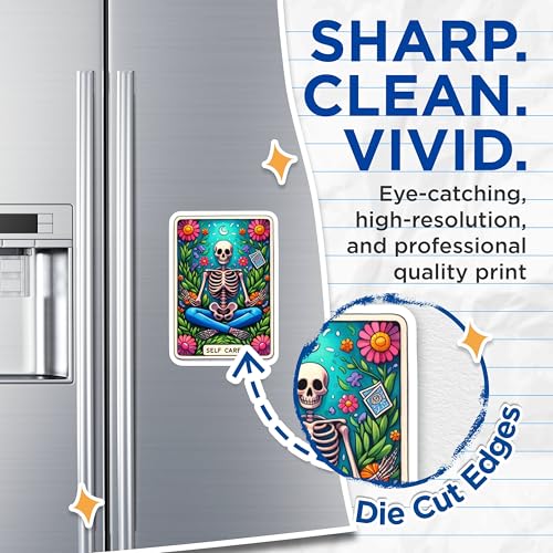 (2 Pack) Vibrant Retro Art Magnet - Inspirational Wellness Decor for Home Locker Office - 5" On Longest Side - Sticks to Smooth Flat Surfaces - Made in USA - MAG9405