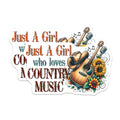 (2 Pack) Country Music Magnets - Just A Girl - Guitar Cowboy Hat Refrigerator Magnets - 5" On Longest Side - Premium Magnet - for Cars, Refrigerators, Toolboxes, Lockers - Made in USA - MAG14022