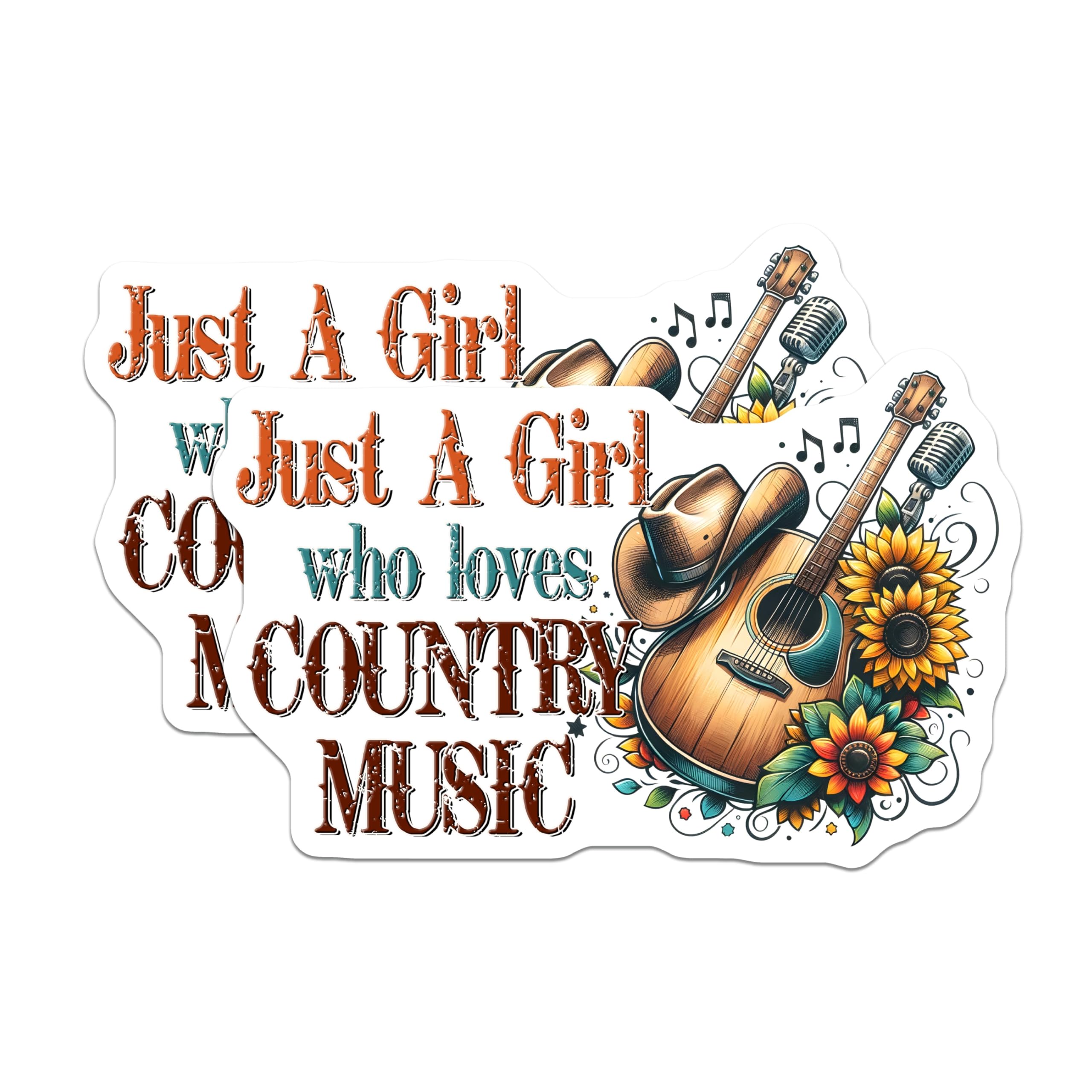 (2 Pack) Country Music Magnets - Just A Girl - Guitar Cowboy Hat Refrigerator Magnets - 5" On Longest Side - Premium Magnet - for Cars, Refrigerators, Toolboxes, Lockers - Made in USA - MAG14022