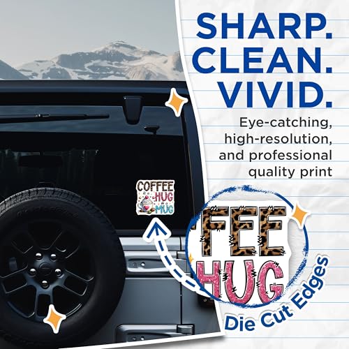 (2 Pack) Coffee is a Hug in a Mug Stickers - Cute Coffee Art - Heartwarming Coffee Mug Design - 5" On Longest Side - Sticks to Smooth Flat Surfaces - Made in USA - BMCS7531