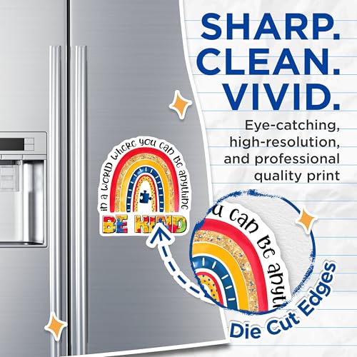 (2 Pack) Be Kind Magnets Magnets - Inspirational Quote - Rainbow Puzzle Piece - 5" On Longest Side - Made in USA - Sticks to Refrigerators & Metal Surfaces - MAG8420