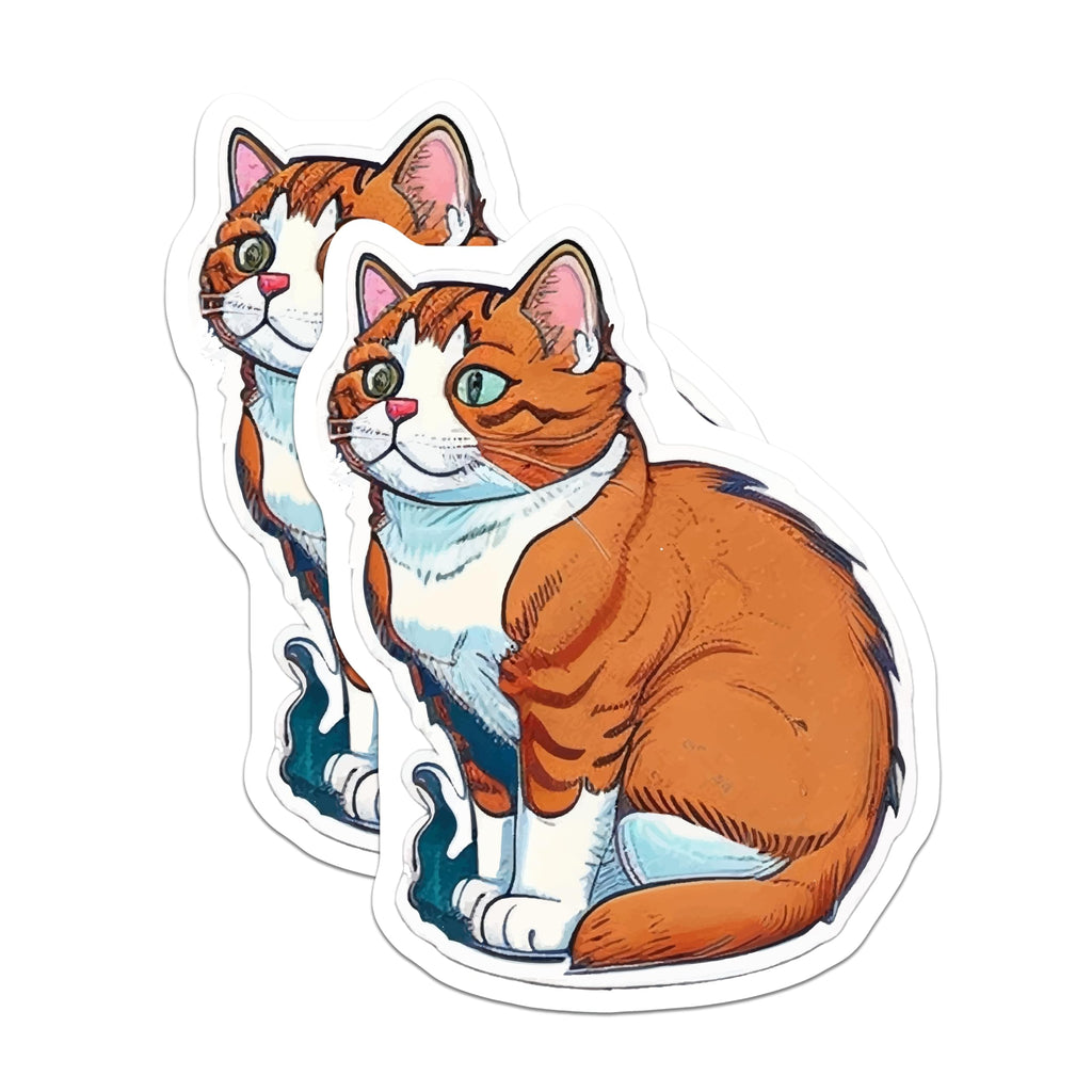 (2 Pack) Orange Cat Magnets - Cute Tabby Pet Lover - Refrigerator Decor Kitchen Accessory - 5 Inches On Longest Side - Thick Durable Magnet - Made in USA - MAG22644
