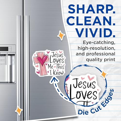 (2 Pack) Jesus Loves Me This I Know Magnets Magnets - Heart Cross Decor - 5" On Longest Side - Made in USA - Sticks to Refrigerators & Metal Surfaces - MAG8930
