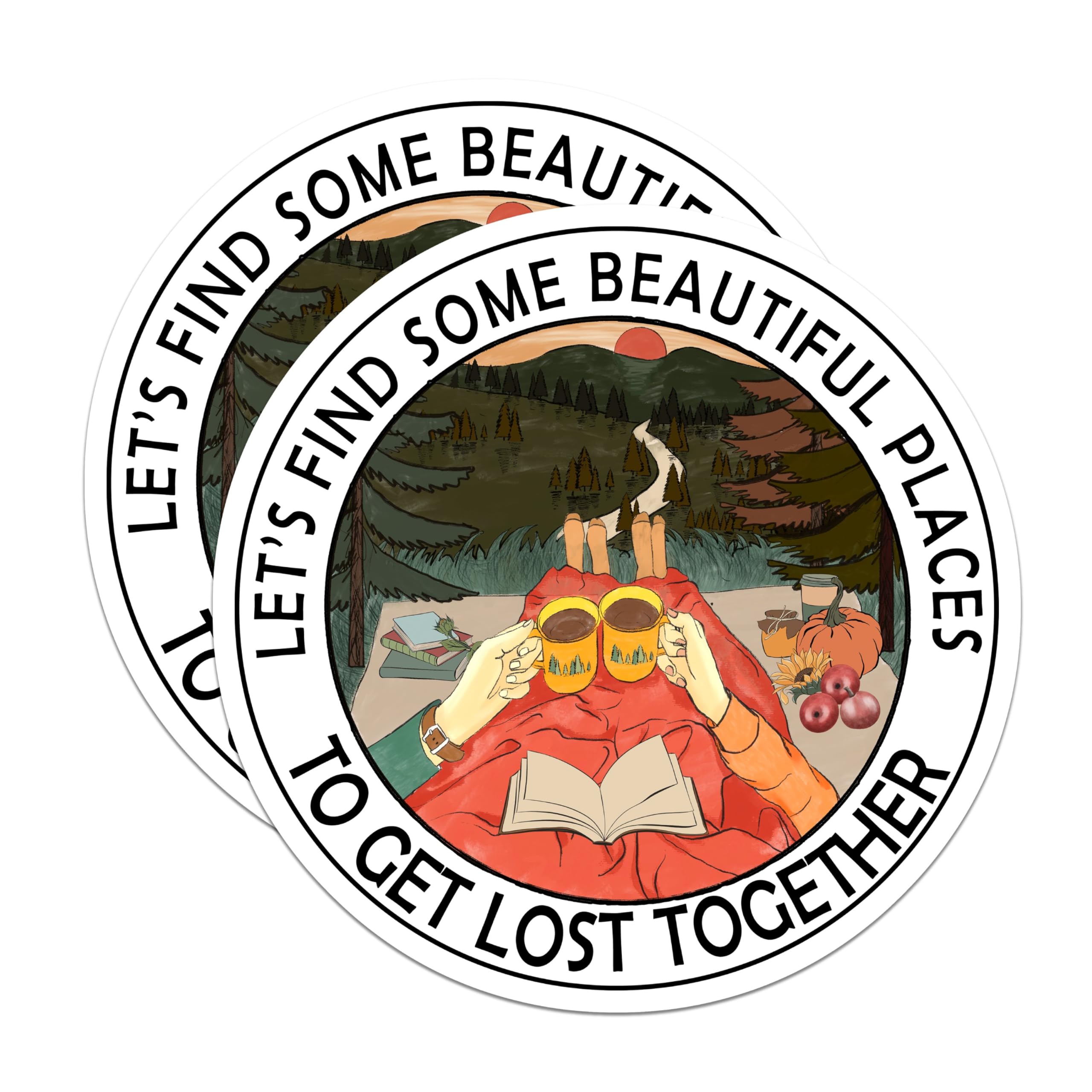 (2 Pack) Beautiful Places Magnets - Outdoor Inspired - Cozy Campfire Magnets - 5" On Longest Side - for Cars, Fridges, Toolboxes - Made in USA - MAG4173