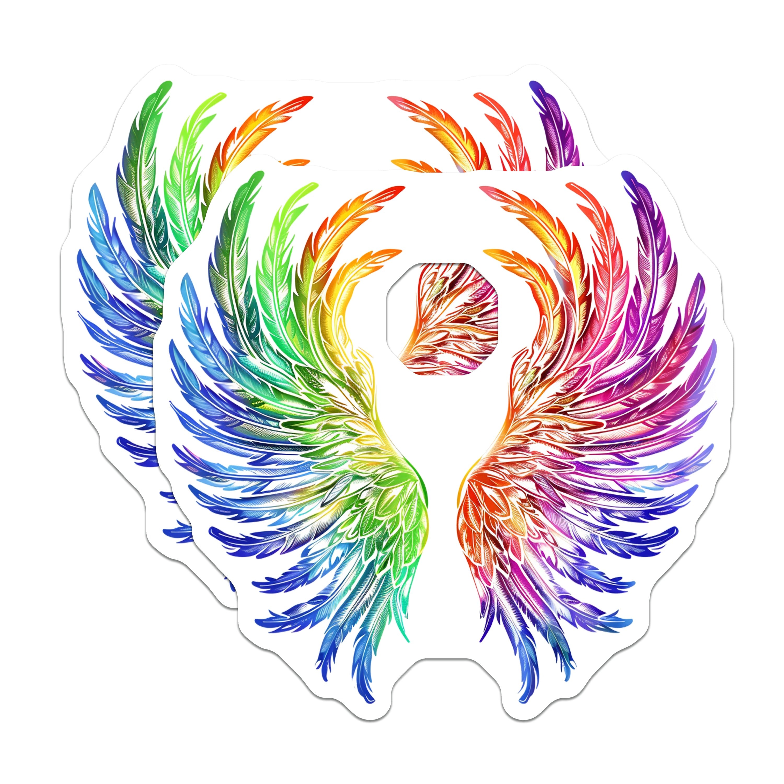 (2 Pack) Rainbow Wings Magnets - Angelic Feather Design - Vibrant LGBTQ Pride Decor - Spiritual Art Expression - 5 Inches On Longest Side - Thick Durable Magnet - Made in USA - MAG38019
