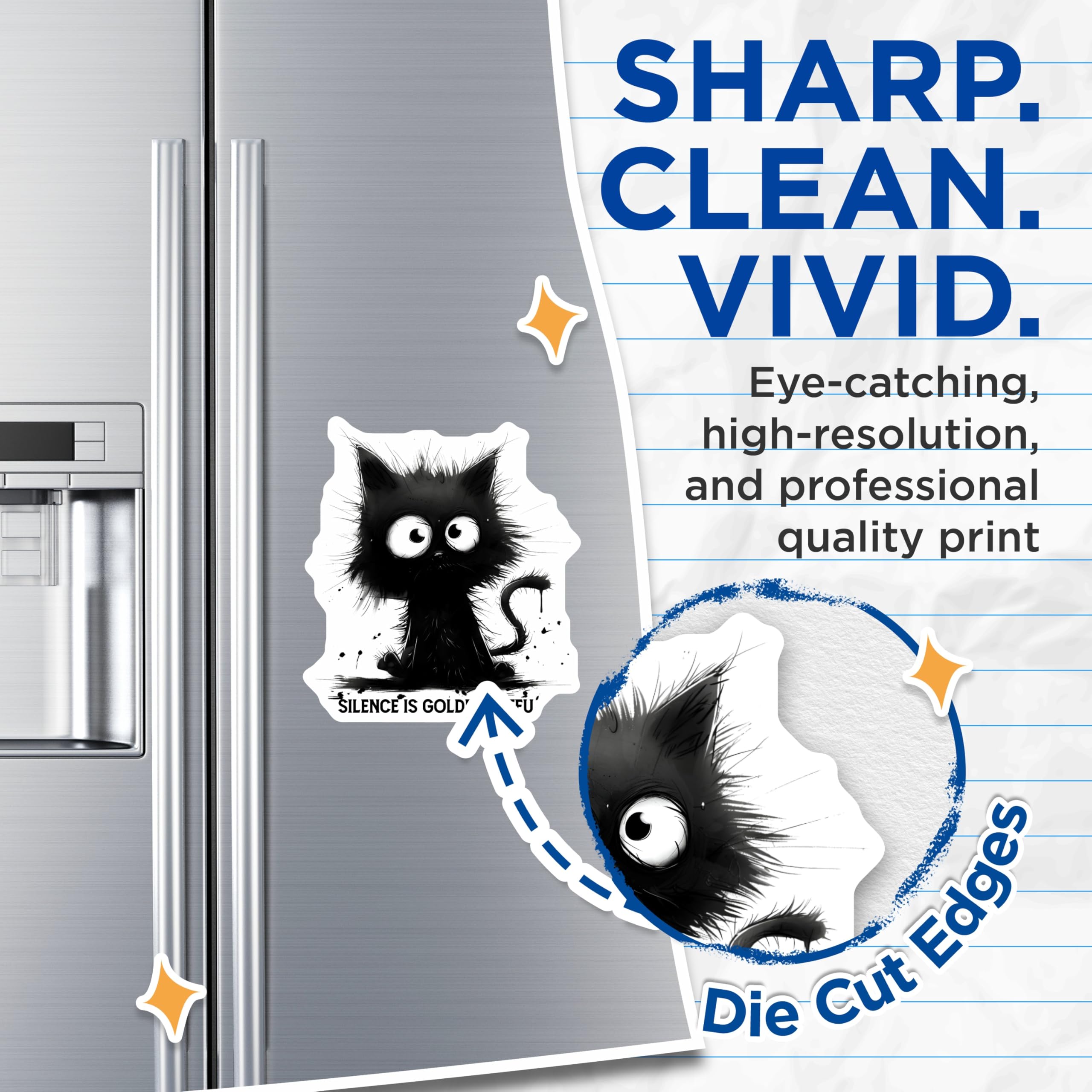 (2 Pack) Funny Cat Magnets - Sarcastic Kitty Art - Novelty Fridge Magnets - 5" On Longest Side - Premium Magnet - for Cars, Refrigerators, Toolboxes, Lockers - Made in USA - MAG15997