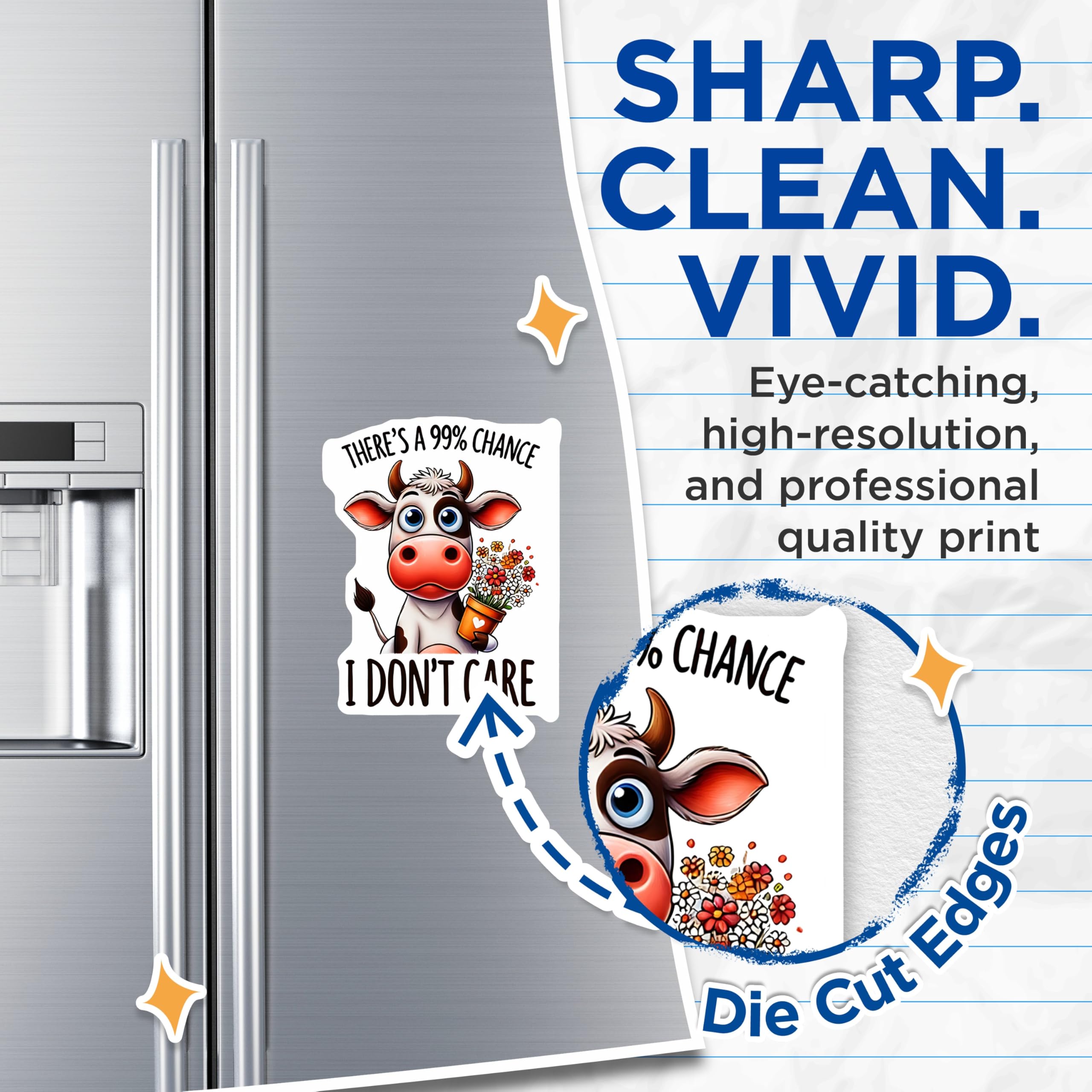 (2 Pack) Funny Cow Magnets - Sarcastic Saying Decor - I Dont Care Refrigerator Magnets - 5" On Longest Side - Premium Magnet - for Cars, Refrigerators, Toolboxes, Lockers - Made in USA - MAG14286