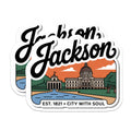 (2 Pack) Jackson Mississippi Magnets - State Capitol Landmark Art - City with Soul Souvenirs - Est 1821 Collectible - 5 Inches On Longest Side - Thick Durable Magnet - Made in USA - MAG19227