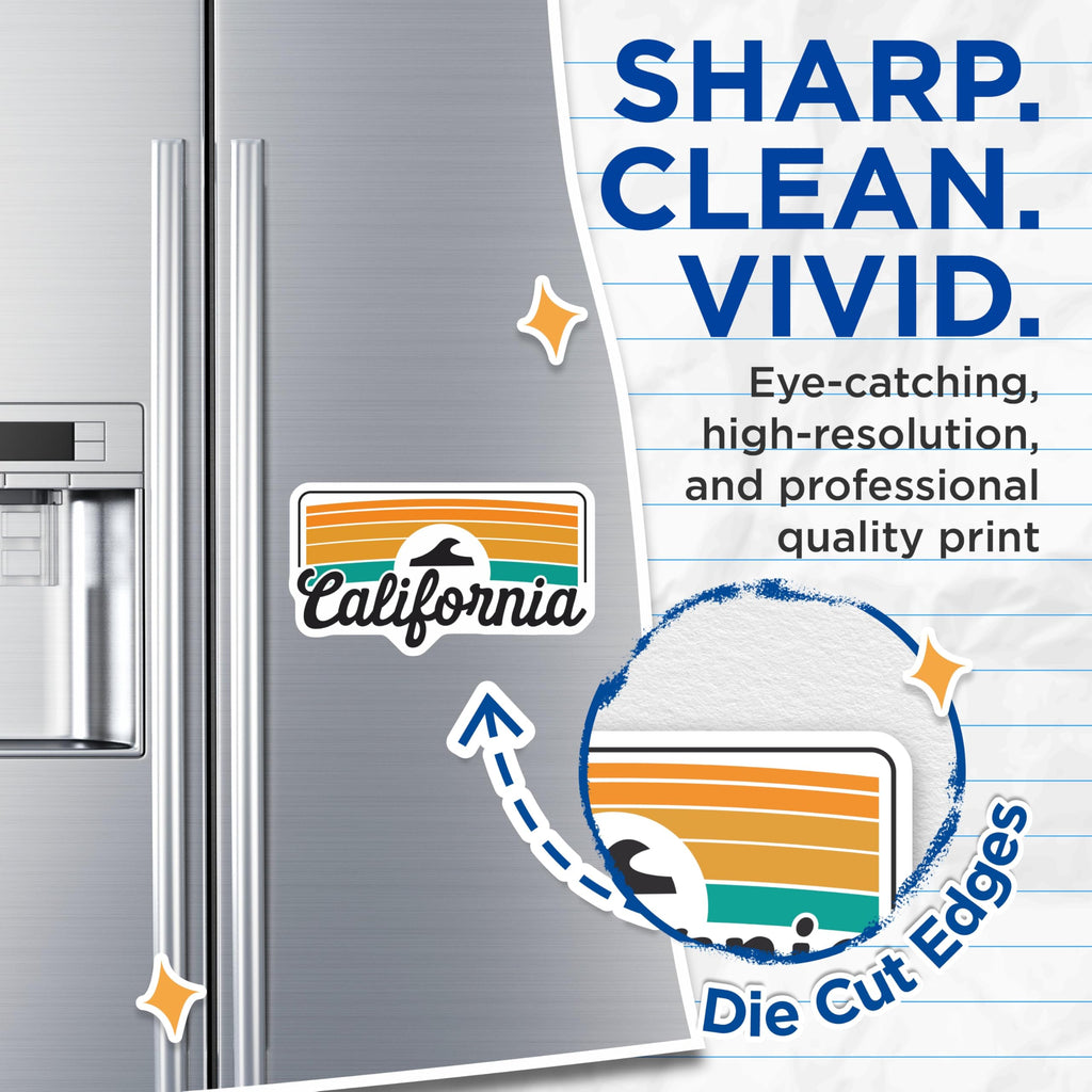 (2 Pack) California Magnets - Retro Sunset Design - Souvenir Fridge Magnets - 5" On Longest Side - Premium Magnet - for Cars, Refrigerators, Toolboxes, Lockers - Made in USA - MAG17400