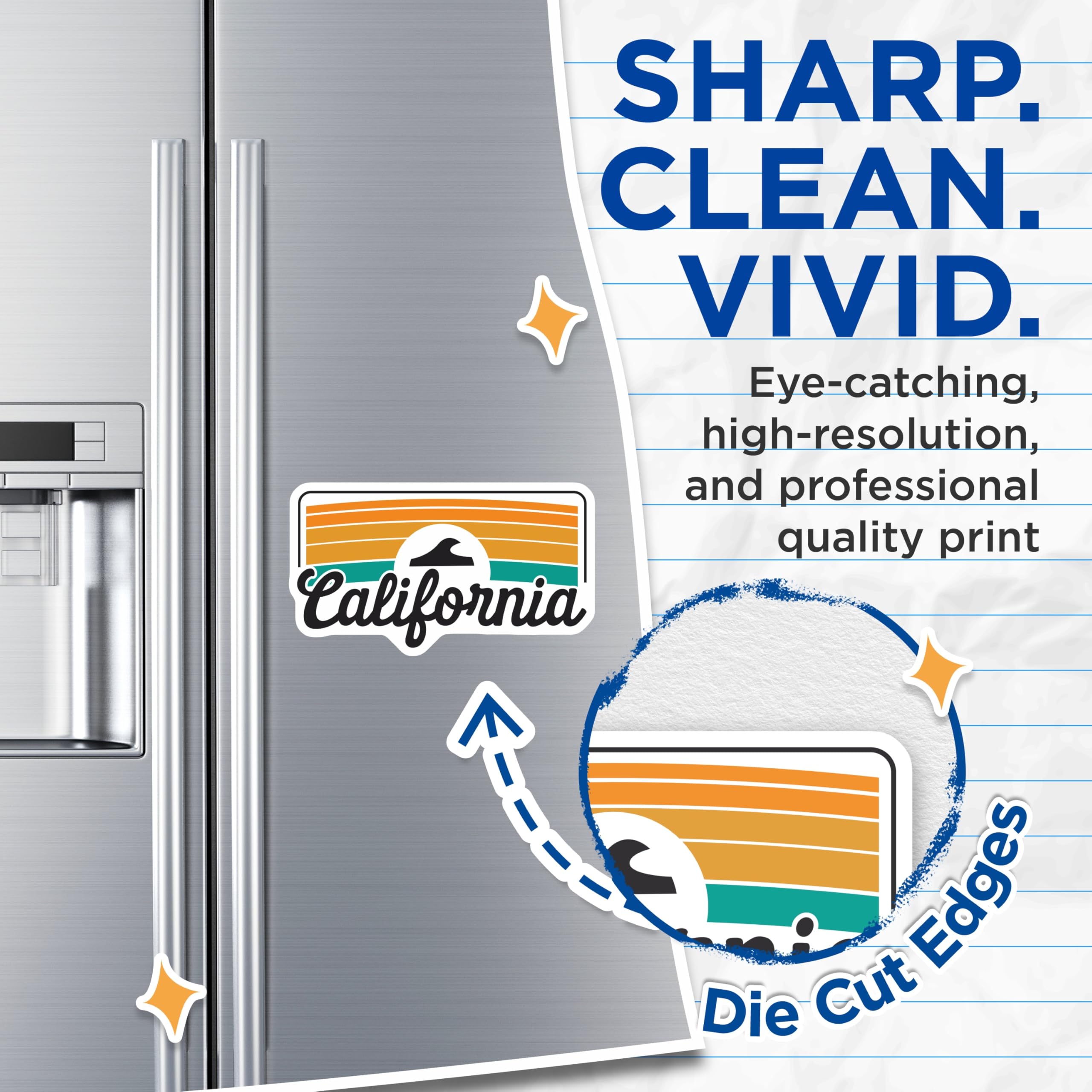 (2 Pack) California Magnets - Retro Sunset Design - Souvenir Fridge Magnets - 5" On Longest Side - Premium Magnet - for Cars, Refrigerators, Toolboxes, Lockers - Made in USA - MAG17400