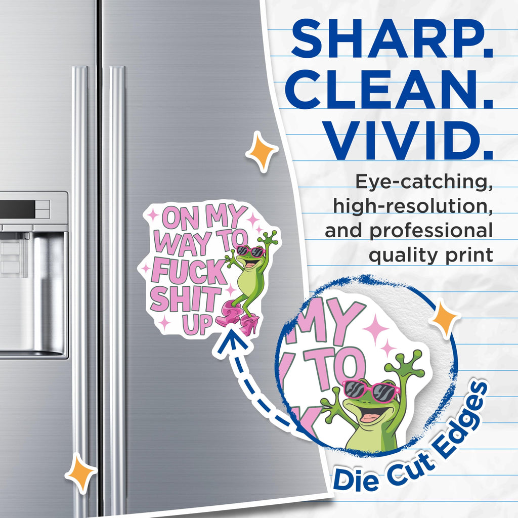 (2 Pack) Sassy Frog Profanity Quote Magnets - Hilarious Rebel Attitude Statement Decor - Bold Refrigerator Locker Accessories - 5 Inches On Longest Side - Thick Durable Magnet - Made in USA - MAG22878