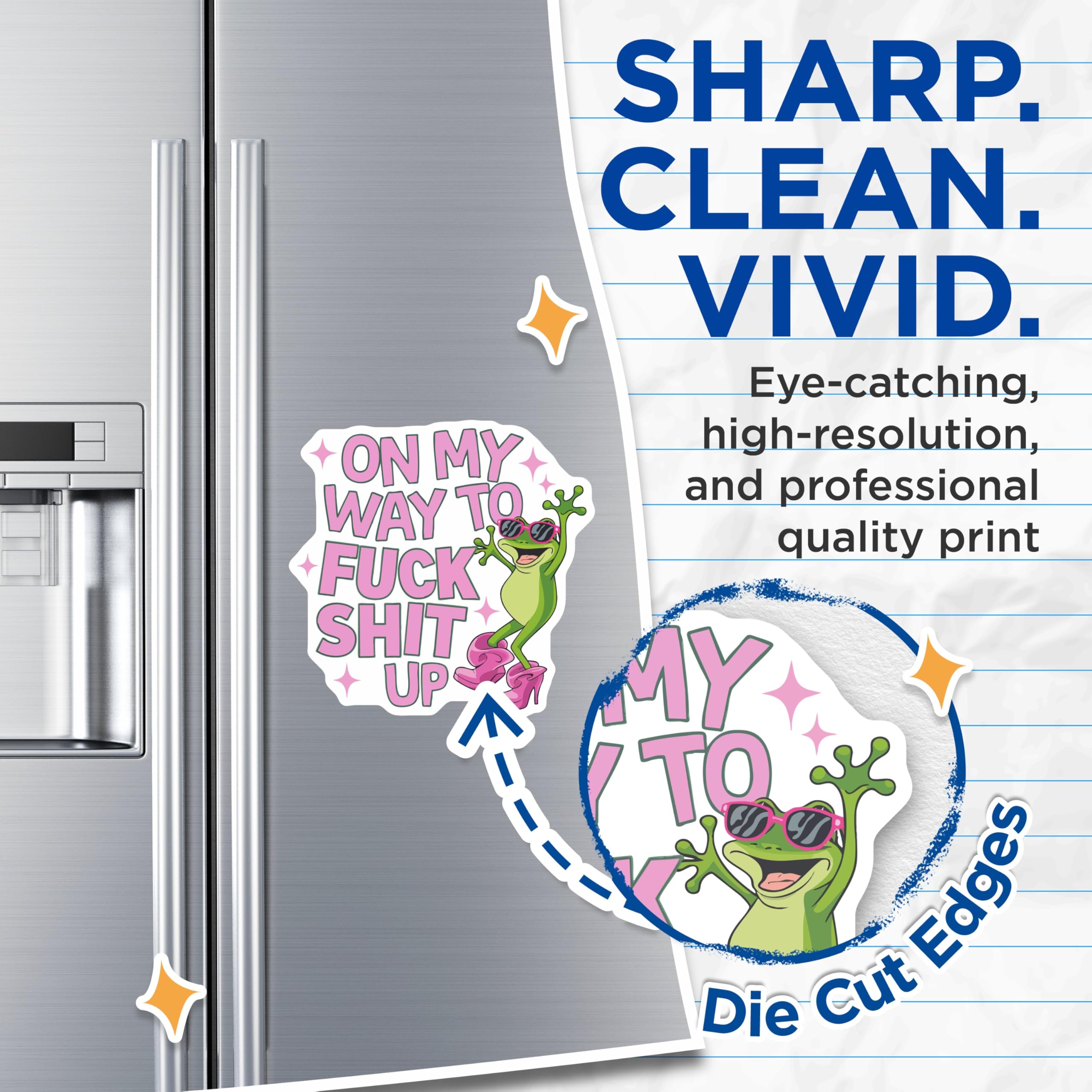 (2 Pack) Sassy Frog Profanity Quote Magnets - Hilarious Rebel Attitude Statement Decor - Bold Refrigerator Locker Accessories - 5 Inches On Longest Side - Thick Durable Magnet - Made in USA - MAG22878