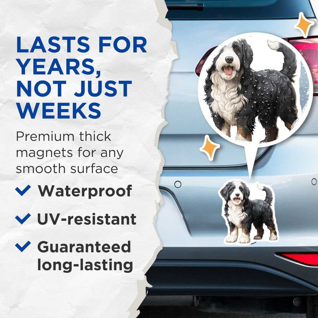 (2 Pack) Bernese Mountain Dog Magnets - Bernedoodle Dog Lover - Fridge Decor Accessory - 5 Inches On Longest Side - Thick Durable Magnet - Made in USA - MAG26190