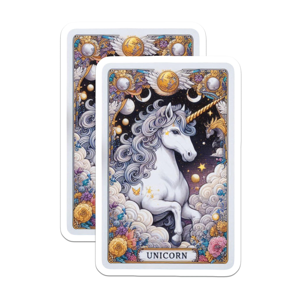 (2 Pack) White Unicorn Magnets - Enchanting Fantasy Art - Mythical Creature Decor - Celestial Starry Night Scene - 5 Inches On Longest Side - Thick Durable Magnet - Made in USA - MAG20729