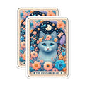 (2 Pack) Cute Cat Stickers - Floral Cat Art Stickers - Russian Blue Cat Stickers - 5" On Longest Side - Sticks to Smooth Flat Surfaces - Made in USA - BMCS5285