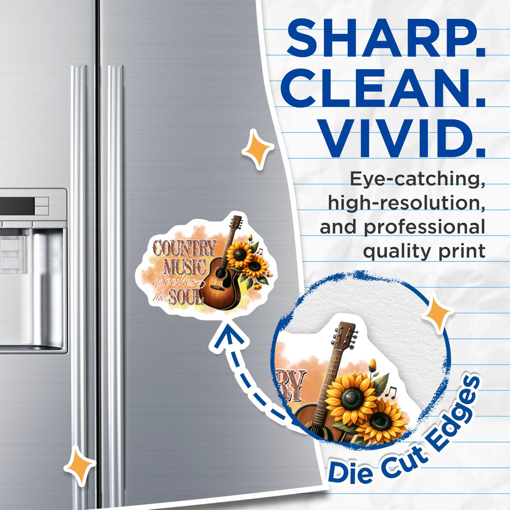(2 Pack) Country Music Magnets - Guitar Decor - Sunflower Fridge Magnets - 5" On Longest Side - Premium Magnet - for Cars, Refrigerators, Toolboxes, Lockers - Made in USA - MAG16305