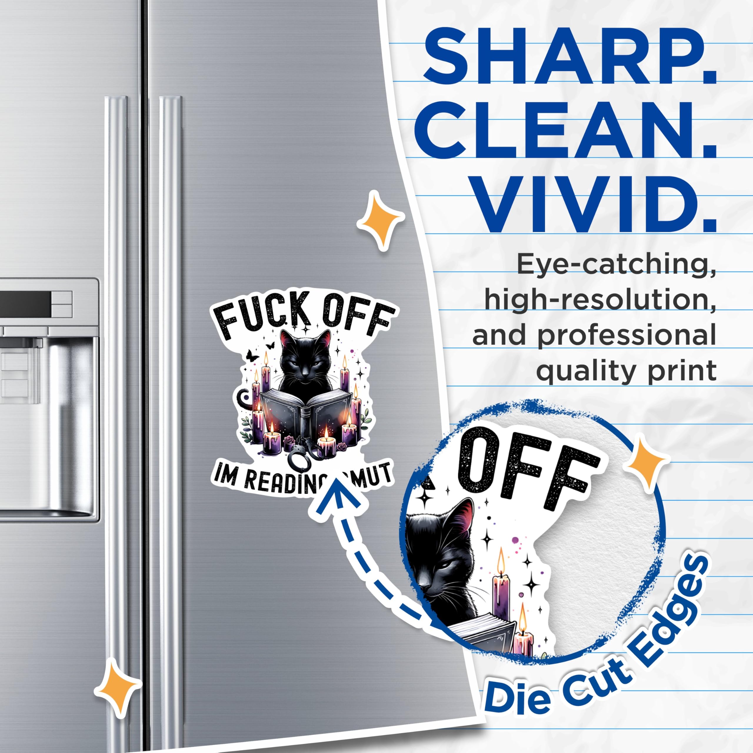 (2 Packs) F*** Off Im Reading Smut Magnets - Funny Cat Reading Magnets - 5 Inches On Longest Side - Premium Magnet - for Fridges, Toolboxes, Cars - Made in USA - MAG2522