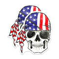 (2 Pack) Distressed American Flag Skull Magnets - Patriotic Rebel Skull Head - Veteran Biker Truck Magnets - 5 Inches On Longest Side - Thick Durable Magnet - Made in USA - MAG25296
