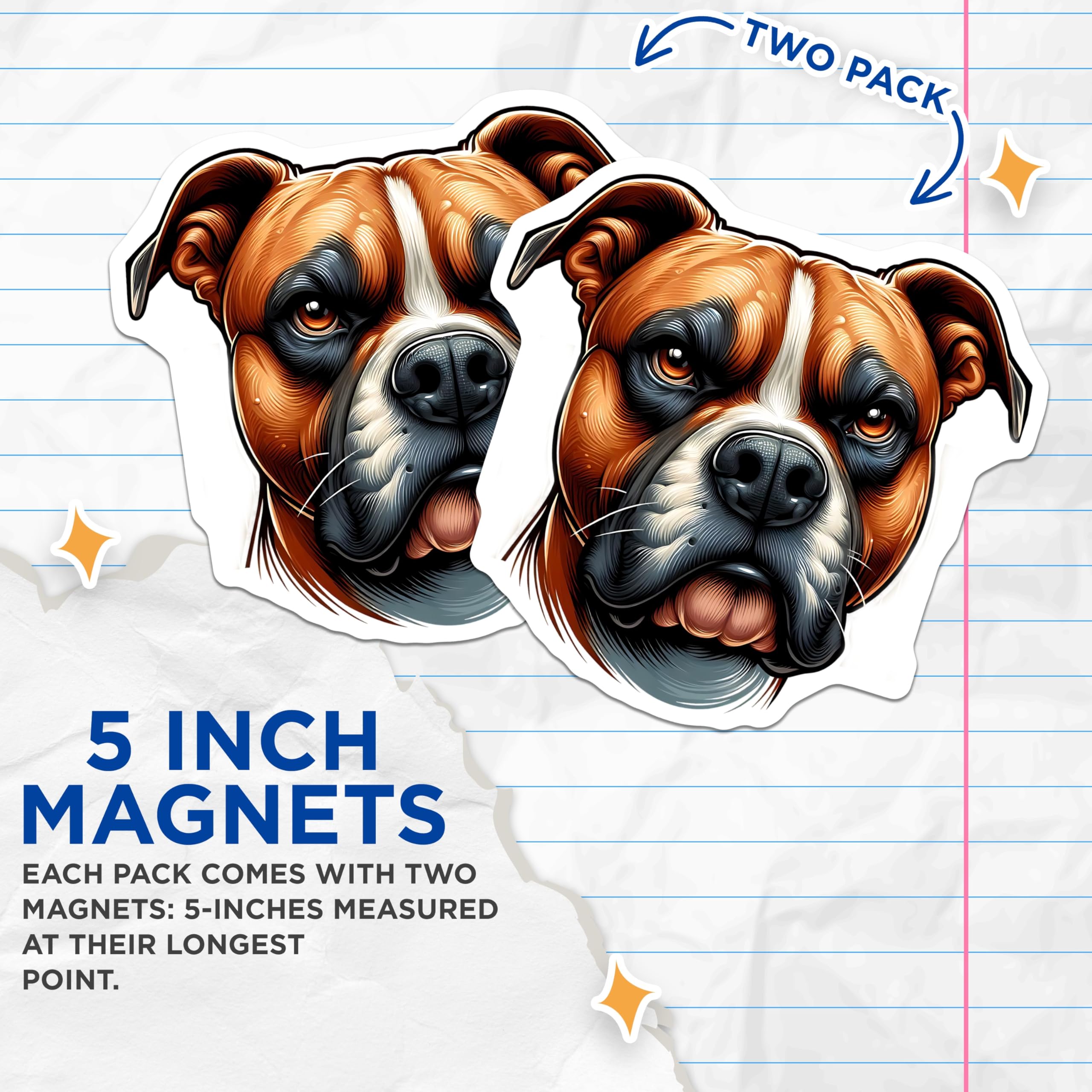 (2 Pack) Boxer Dog Magnets - Canine Lover Decor - Refrigerator Lockers Magnets - 5" On Longest Side - Premium Magnet - for Cars, Refrigerators, Toolboxes, Lockers - Made in USA - MAG15062