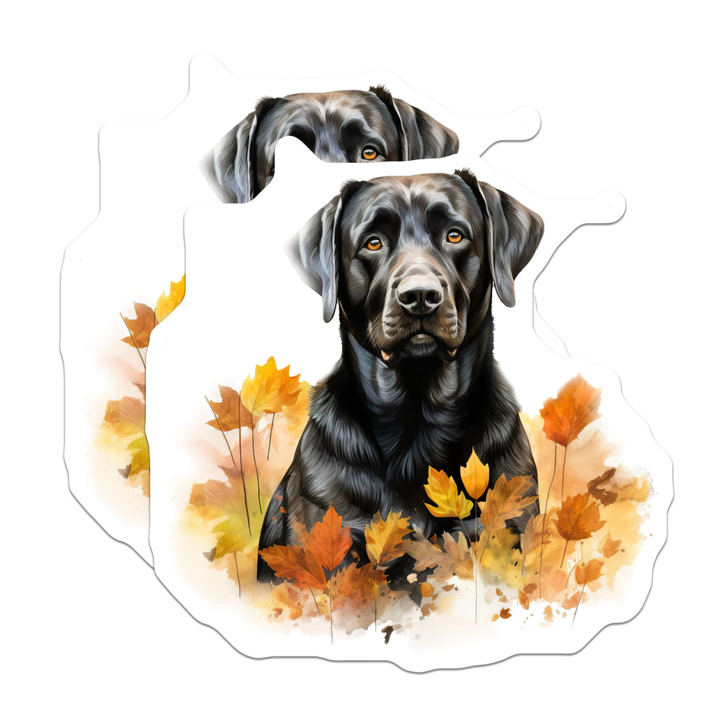 (2 Pack) Black Labrador Magnets - Fall Foliage Dog Lover Decor - Retriever Art Refrigerator Accessories - 5 Inches On Longest Side - Thick Durable Magnet - Made in USA - MAG23563