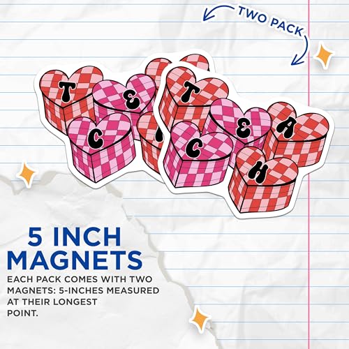 (2 Pack) Heart Shaped Alphabet Magnets - 5" On Longest Side - for Cars, Fridges, Toolboxes - Made in USA - MAG7661