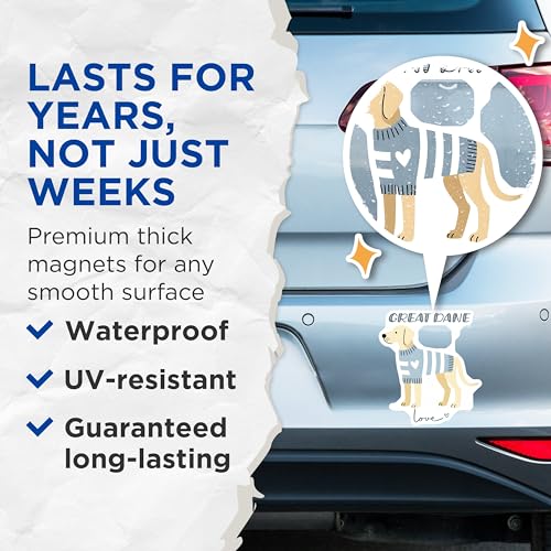(2 Pack) Great Dane Love Magnets - Dog Art - Cute Puppy Decor - Pet Lover Accessories - Dog Enthusiast Collection - 5" On Longest Side - for Cars, Fridges, Toolboxes - Made in USA - MAG7304