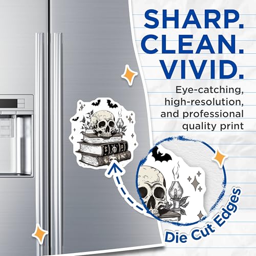 (2 Pack) Skull Book Stack Magnets Magnets - Gothic Decor - Halloween Accessory - 5" On Longest Side - Made in USA - Sticks to Refrigerators & Metal Surfaces - MAG8822