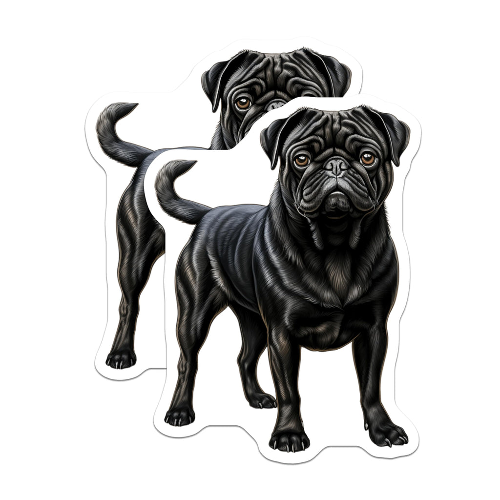 (2 Pack) Black Pug Dog Magnets - Pet Lover Refrigerator Decor - Cute Animal Art Home Accessory - 5 Inches On Longest Side - Thick Durable Magnet - Made in USA - MAG26581