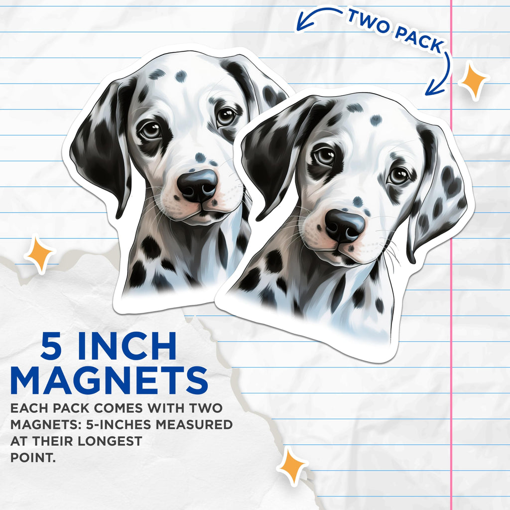 (2 Pack) Dalmatian Puppy Magnets - Dog Lover Decor - Pet Mom Dad Supplies - Animal Fridge Accent - 5 Inches On Longest Side - Thick Durable Magnet - Made in USA - MAG28812