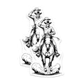 (2 Pack) Cowboy Horse Magnets - Western Riding Decor - Rodeo Lover Gifts - 5" On Longest Side - Premium Magnet - for Cars, Refrigerators, Toolboxes, Lockers - Made in USA - MAG16753