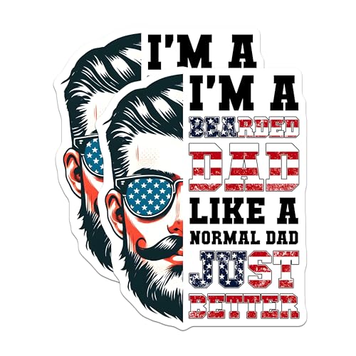 (2 Pack) Bearded Dad Like a Normal Dad Just Better Magnets - 5" On Longest Side - for Cars, Fridges, Toolboxes - Made in USA - MAG7475
