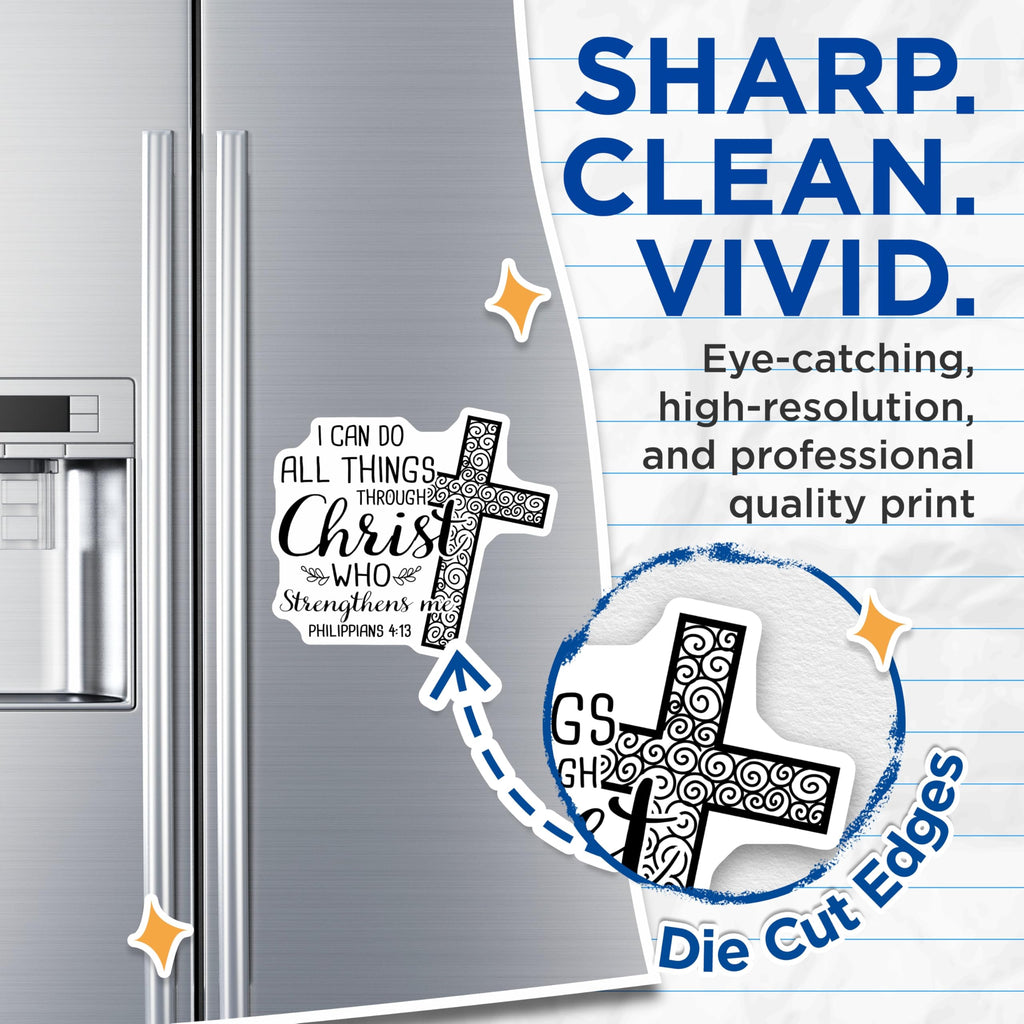 (2 Pack) Christian Quote Magnets - Philippians 4:13 - Religious Scripture Magnets - 5" On Longest Side - Premium Magnet - for Cars, Refrigerators, Toolboxes, Lockers - Made in USA - MAG16659