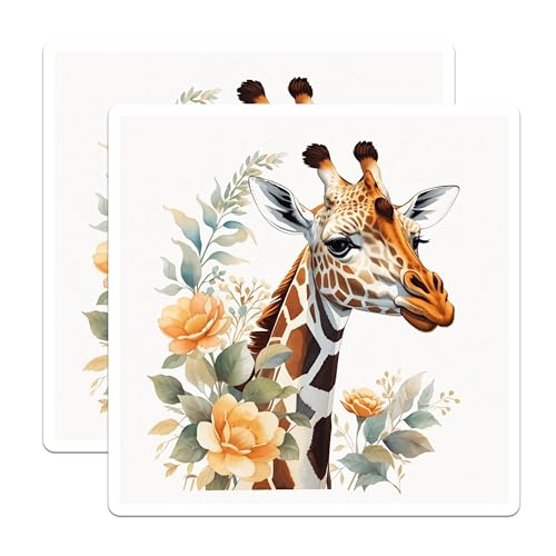 (2 Pack) Giraffe with Flowers Magnets Magnets - 5" On Longest Side - Made in USA - Sticks to Refrigerators & Metal Surfaces - MAG8689