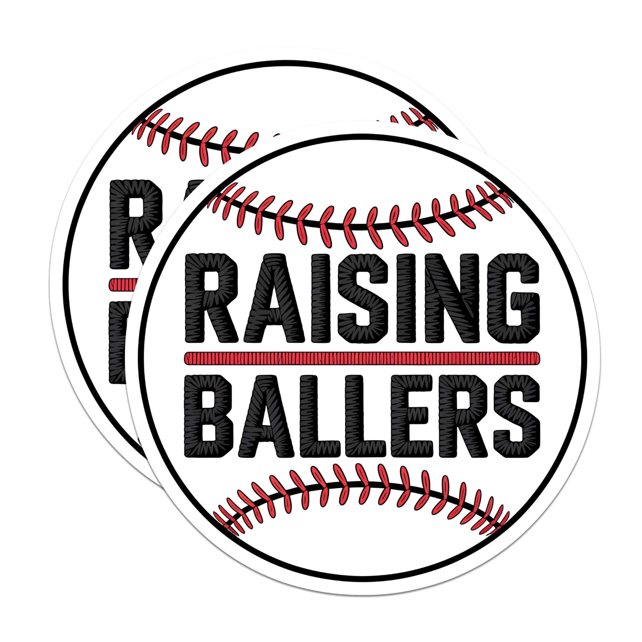 (2 Pack) Raising Ballers Magnets - Baseball Parent Decor - Sports Mom Dad Fridge Accents - 5 Inches On Longest Side - Thick Durable Magnet - Made in USA - MAG20848