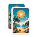(2 Pack) Beach Tarot Card Magnets - Tropical Art Magnets - Sunny Beach Home Decor - 5" On Longest Side - Premium Magnet - for Cars, Refrigerators, Toolboxes, Lockers - Made in USA - MAG16279