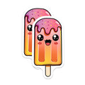 (2 Pack) Kawaii Popsicle Magnets - Cute Ice Pop Decor - Happy Summer Fridge Art - 5 Inches On Longest Side - Thick Durable Magnet - Made in USA - MAG36620